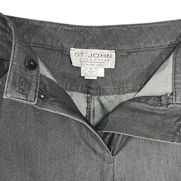 ST JOHN Collection Women’s Gray Striped Cropped Wide Leg Trouser 14 - Picture 4 of 5